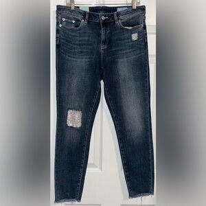 CeCe Women’s Jeans Size 21/12 Classic Skinny Sequin patches - celebration NYE